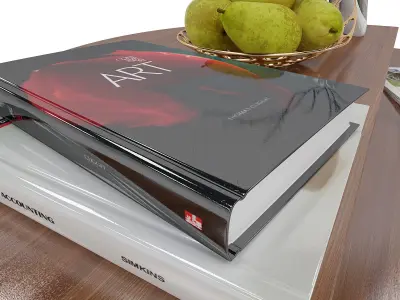 Furniture SET 2 coffee table with magazine and fruit 3D model