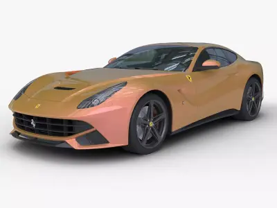Ferarri F12 Berlinetta Realistic Vehicle with Interior Low-poly 3D model
