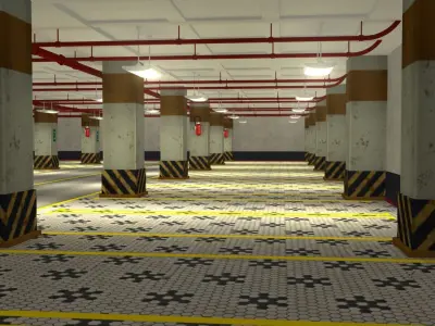 Parking interior of garage 3D model