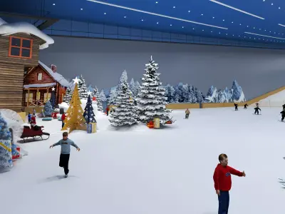 Indoor ski slope  Low-poly 3D model