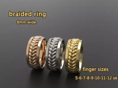 BRAIDED   RING Width 8mm 3D print model
