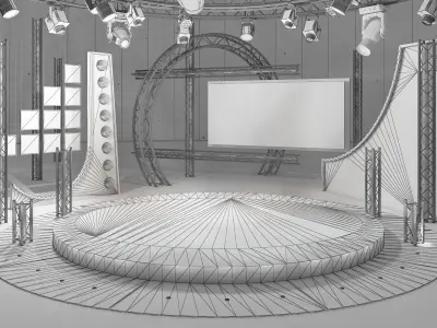 Virtual TV Studio Chat Set 23 3D model