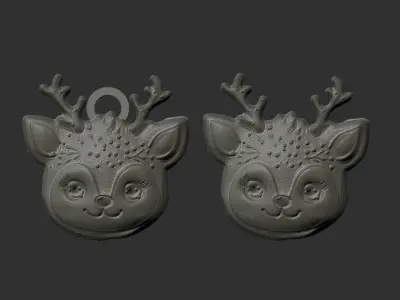 christmas cute deer face decor  3D print model