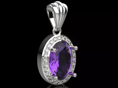Pendant Sapphire and Diamond Splendor in White Gold jp0321 3D print model