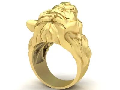 Luxury Lion Head Ring for Men 3D Jewelry Model 3767 3D print model