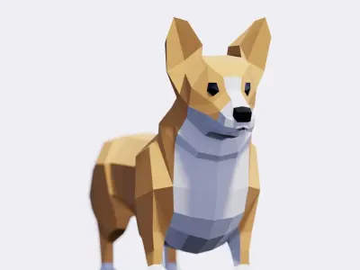Corgi Dog Low-poly 3D model