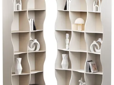 Wavy rack set Decorative shelves 3D model