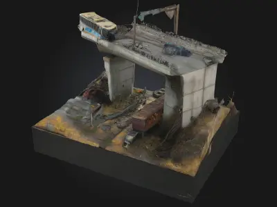 Surviving the Wasteland Diorama  A Tale of Grit in a Broken 3D model