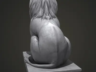 Lion Sitting Statue Low-poly 3D model