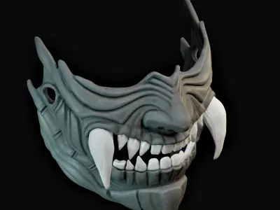 Oni Mask 15 Demon Half Face 3D print model