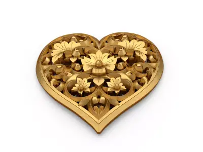 Heart decorative ornament onlay cnc 3d printing stl 02 3D print model