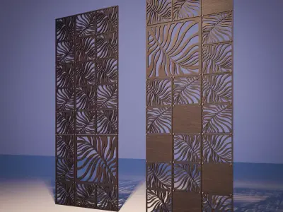 partition pair of wooden doors 3D model