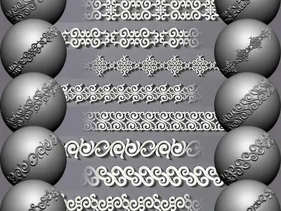 100 Seamless Trim Ornament Brushes 4K Alpha and 3DModels 3D model