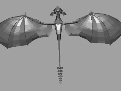 Draku beautiful wings AAA Low-poly 3D model