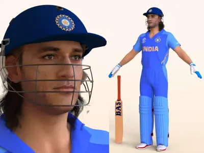 Cricket Batsman Dhoni 3D model