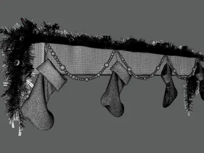 Decorative Shelf For Christmas Low-poly 3D model