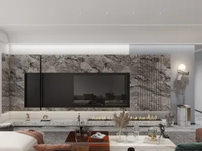 family 3D model of interior scene Living room  3D model