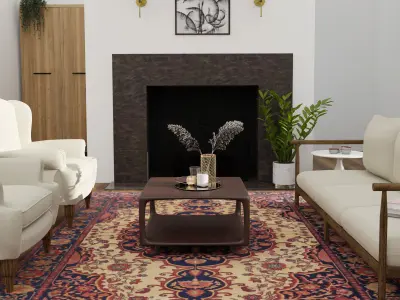 Living Room Interior Scene 01 Low-poly 3D model