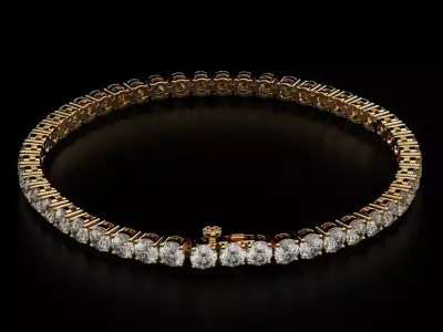 Tennic Braclet round gem 4mm 3D print model