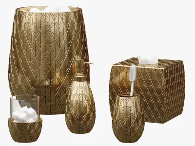Pina Colada Gold Pineapple Bath Accessories by Croscill 3D model
