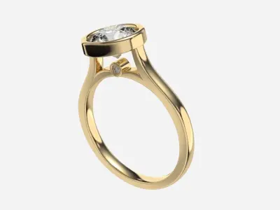 Round Diamond Bezel Setting Solitaire Diamond Ring 3D print model