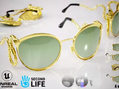 Glasses Viper Gold Low-poly 3D model