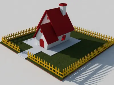 Cartoon House Low-poly 3D model