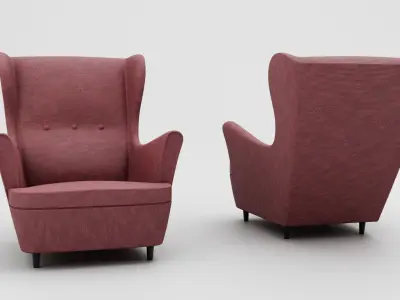Armchair wing chair Free low-poly 3D model