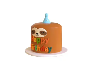 Low-Poly Birthday Cake 07 Low-poly 3D model