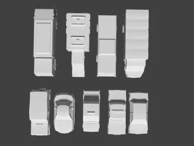 Vehicles Low poly 3D Model without color 3D model