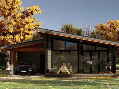 3D model of a wooden house for one bedroom 3D model