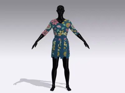 Female Cloth Dress Low-poly 3D model