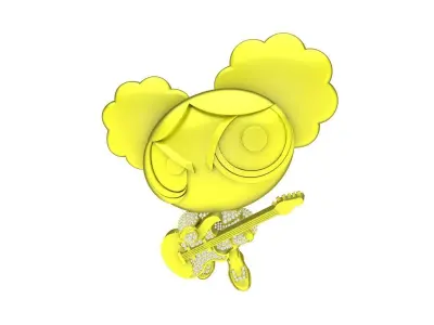 A7218 Pretty Girl Playing Guitar Pendant 3D Model 3D print model