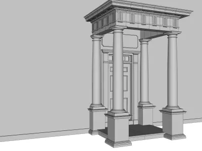 Portico Entrance Porch Door Surround with  Doric Column 3D model