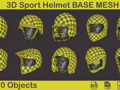 3D Sport Helmet Base Mesh 3D model