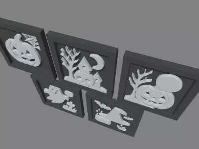 Halloween Pictures Frames 03 Low-poly 3D model