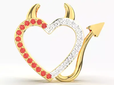 RUBY AND DIAMOND DEVIL HEART PENDANT 3D print model