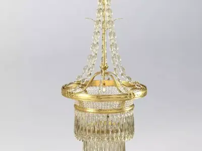 Delicate Bronze And Crystal Chandelier 3D model