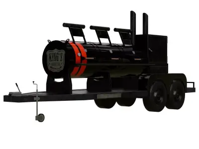 3D Charcoal barbecue Pit smoker with trailer  3D model