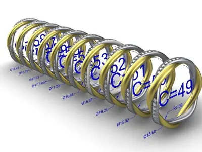 Set of Twisted Rings Sizes 49-58 3D print model