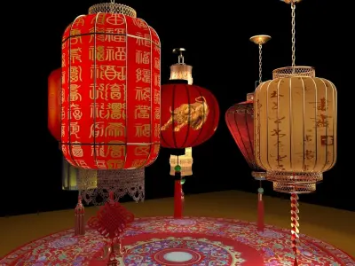Chinese red lantern 3D model