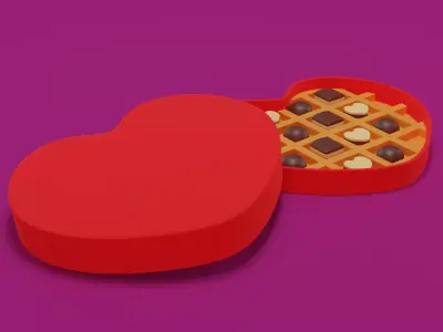 Heart candy box 3D model Valentine day 3D model