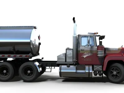 Industrial fuel trailer truck Low-poly 3D model