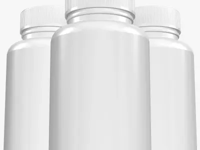 White Plastic Bottle With Cover 3D model