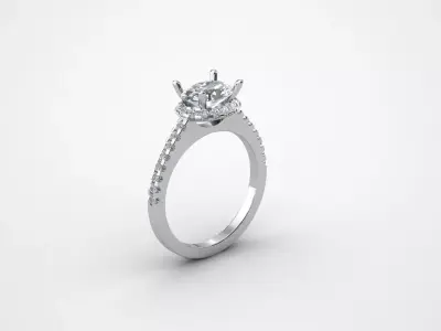 ring with diamond 3D print model get
