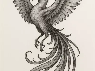 Pendant Golden Phoenix Bird Pendant Necklace Gold Pendant 3D print model