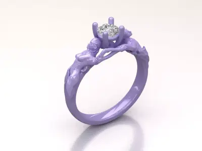 Carrera y Carrera Embrace Ring Lovers Holding Diamond STL 3DM 3D print model