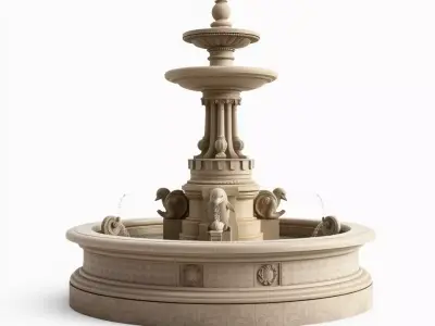 Elegant Stone Fountain model pack Low-poly 3D model
