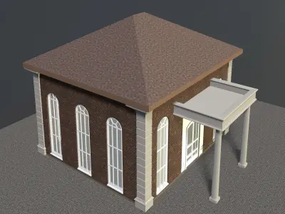 Building in retro style 3D model
