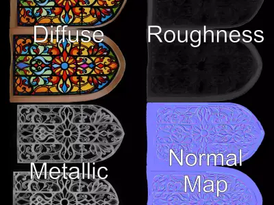 Colorful Gothic Window model pack Low-poly 3D model